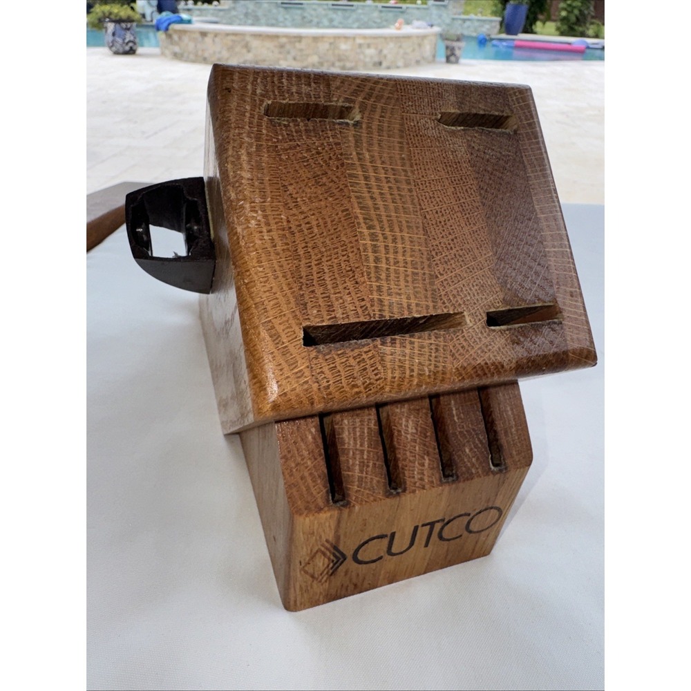 Cutco Studio 4+4 Solid Oak Wood 8-Slot Knife Block Holder‎ Made In USA